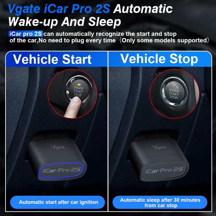 Black Bluetooth OBD2 diagnostic adapter with blue LED ring near ignition button