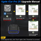 Black Bluetooth OBD2 diagnostic adapter with blue LED ring in upgrade steps diagram