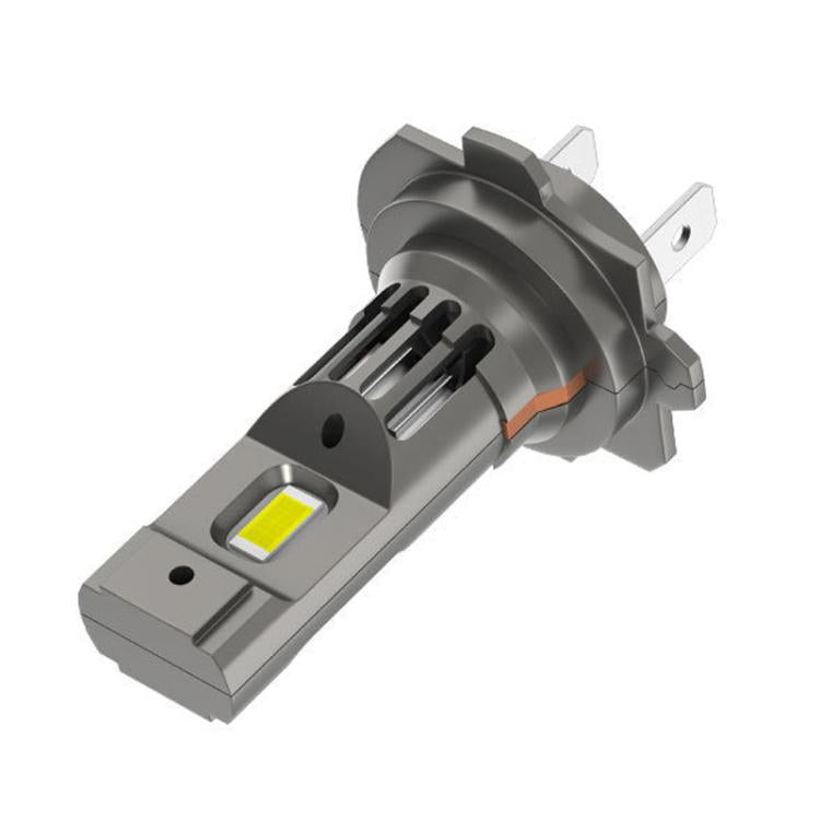 Mini LED car headlight bulb with direct-plug base, pins, and yellow LED chip