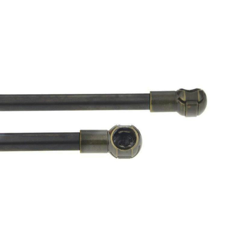 Trunk gas spring strut set shown side view with black rod and mounting caps