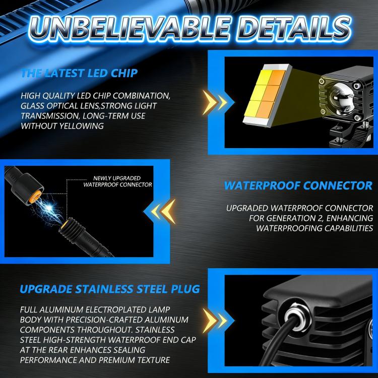Motorcycle LED spotlight LED chip, waterproof connector, and stainless steel plug