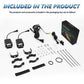 Motorcycle LED spotlight installation accessory set with brackets, screws, and wiring