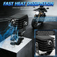 Motorcycle LED spotlight with finned heat-sink housing and aluminum mounting bracket