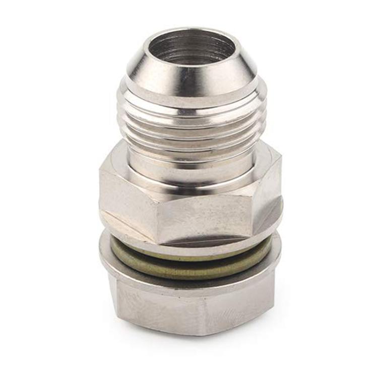 Threaded oil filter connector plug with gasketed seal and hex coupling