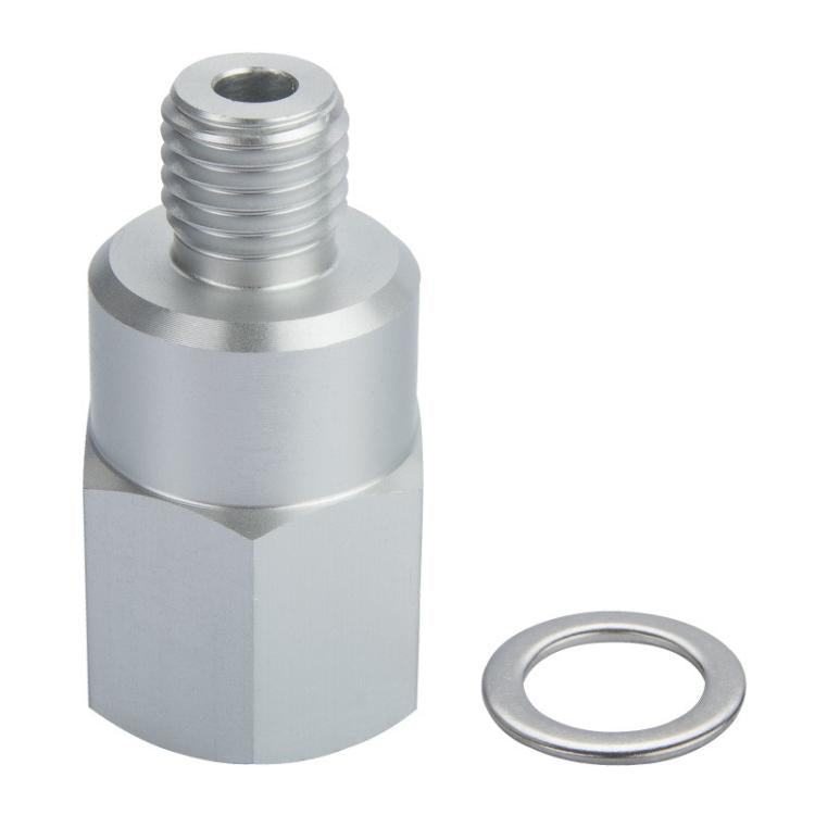Metal sensor connector adapter, male threaded stud, hex base, includes sealing washer
