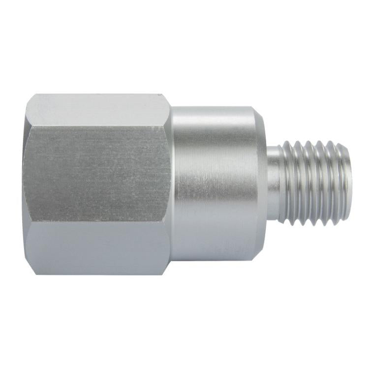 Metal sensor connector with hex mounting, smooth sleeve, and external threads