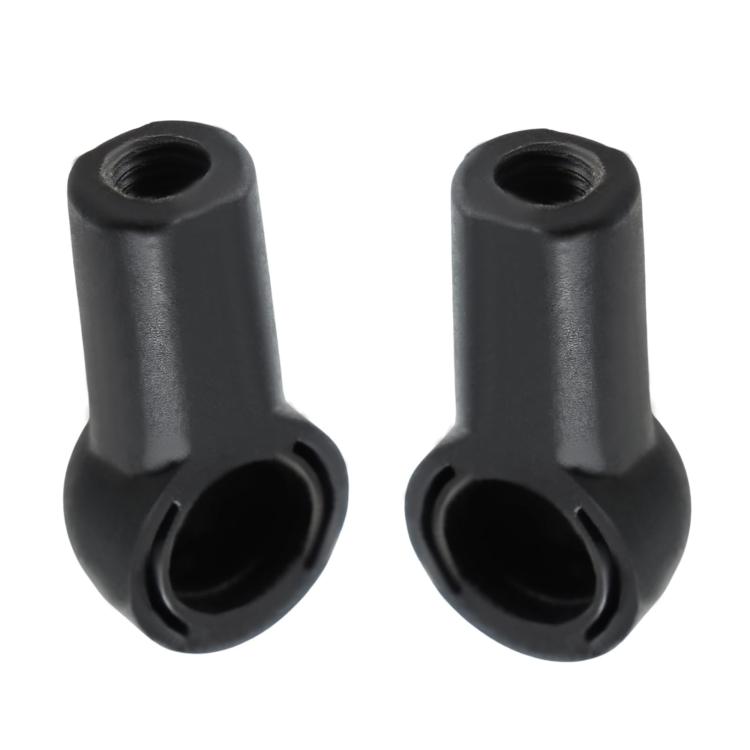 Pair of black convertible push rod bracket caps with top threaded holes