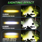 Motorcycle spotlight beam pattern showing amber low beam and white high beam