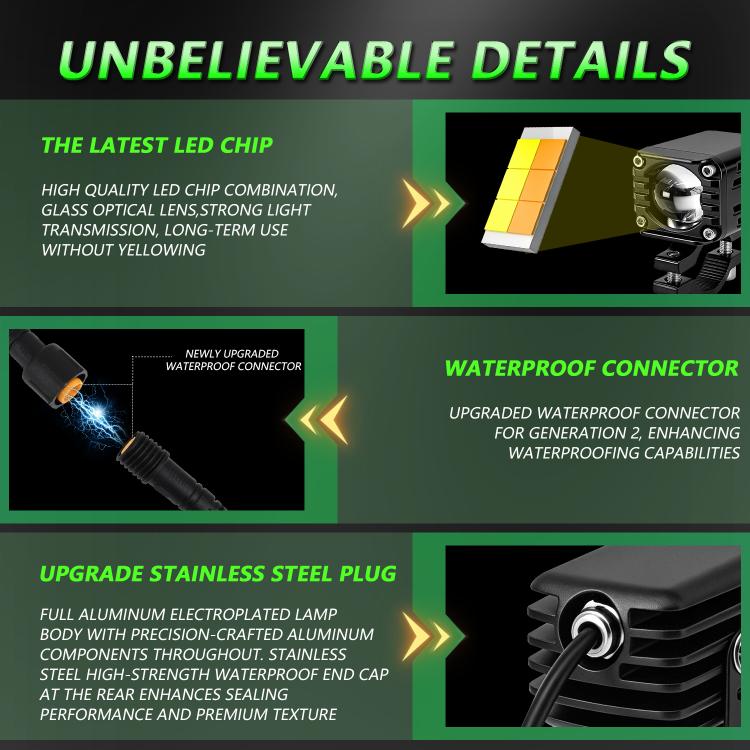 Motorcycle spotlight with waterproof connector and stainless steel plug