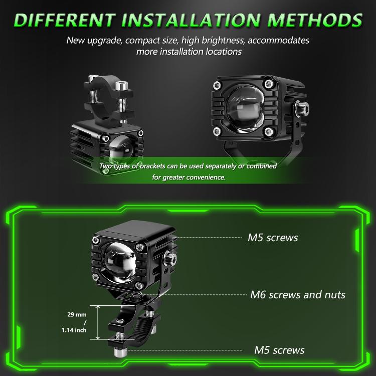 Motorcycle spotlight installation bracket with M5/M6 screw mounting options