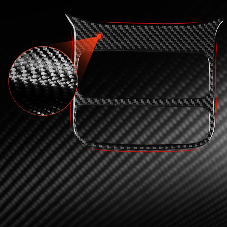 Rear A/C vent adjustment frame sticker, black carbon-fiber with red border highlight