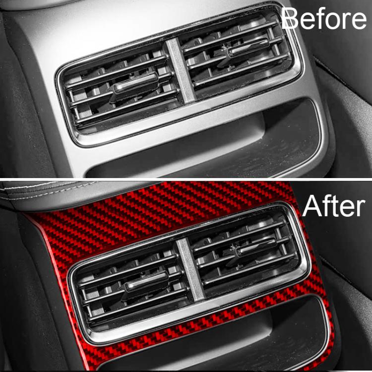 Rear A/C vent adjustment frame sticker, red carbon-fiber upgrade on dashboard vent