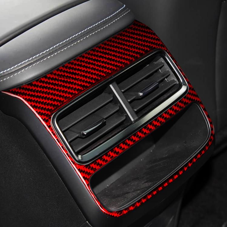 Rear A/C vent adjustment frame sticker, red carbon-fiber pattern with red edge