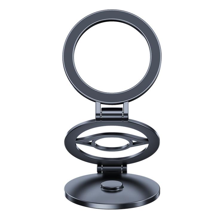 Magnetic car phone holder with foldable 3-axis rotating ring stand and circular base