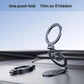 Thin fold magnetic phone holder with round base and 360° rotating ring arm