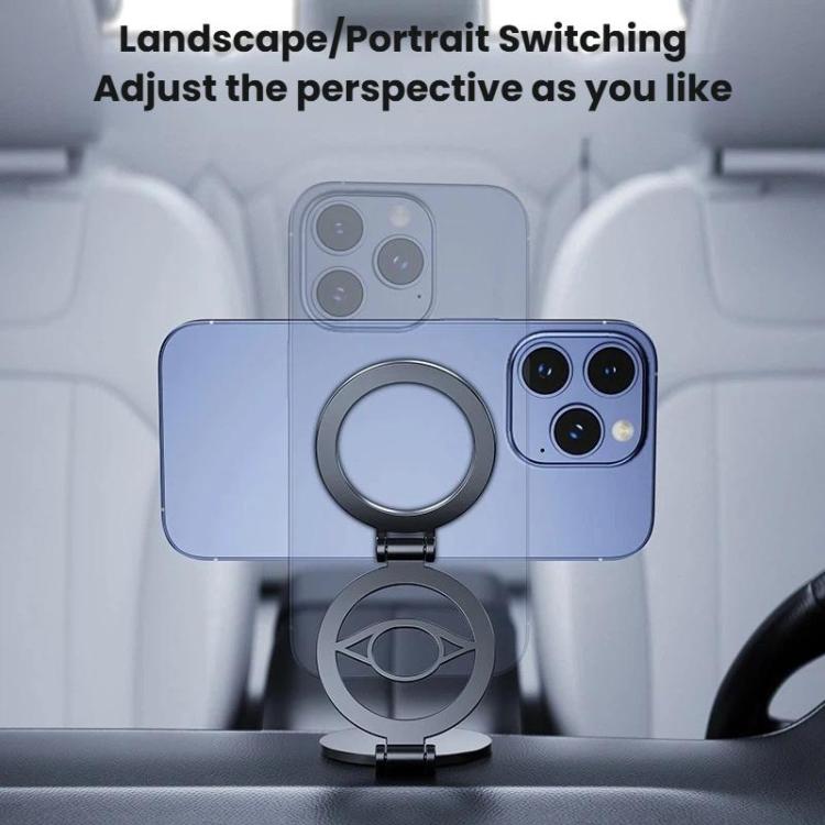 Magnetic phone holder with rotating ring for portrait or landscape orientation
