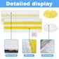 Rectangular white microfiber mop pad with yellow stripes and close-up details