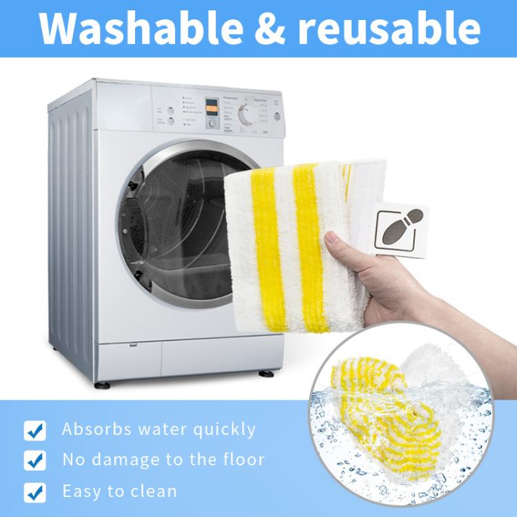 Washable microfiber mop pad with yellow stripes, reusable replacement