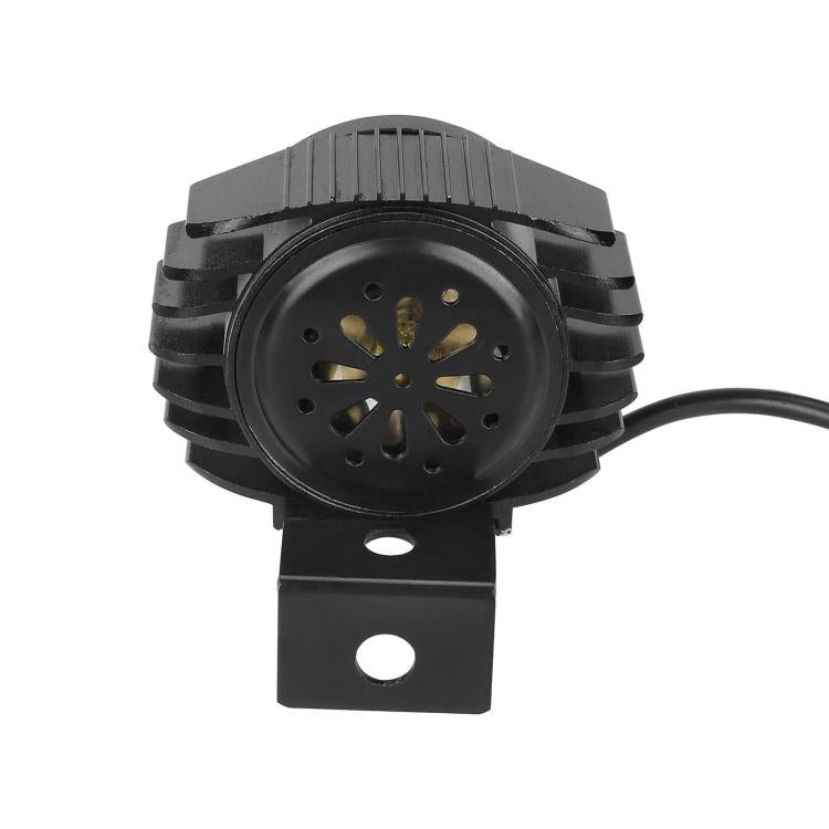 2-in-1 LED scooter headlight rear view with vented black housing and circular port