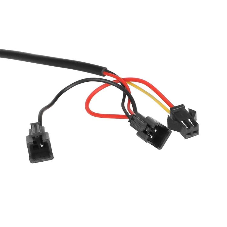 2-in-1 LED scooter headlight wiring harness with red/black/yellow leads and connectors