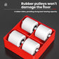Moving tool roller set with four white rubber rollers in a red base tray