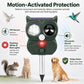 Green ultrasonic animal repeller with flashing red LED light on front