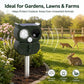 Green solar ultrasonic repeller with LED lights and metal stake for outdoor use