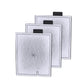 Stack of three square activated carbon filter pads with small black top tabs