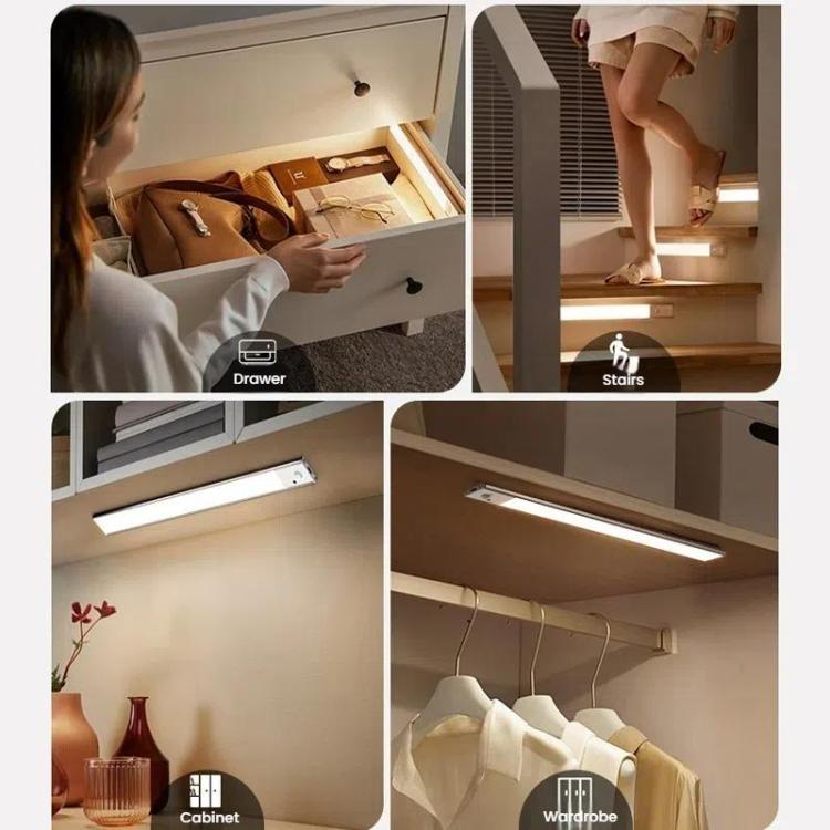 Rechargeable motion sensor light bar for cabinet, drawer, wardrobe, and step lighting