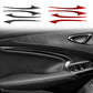 Triangular carbon-fiber door panel stickers, black and red set pieces on door trim