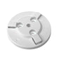 White round base mount bracket with screw holes and center threaded opening
