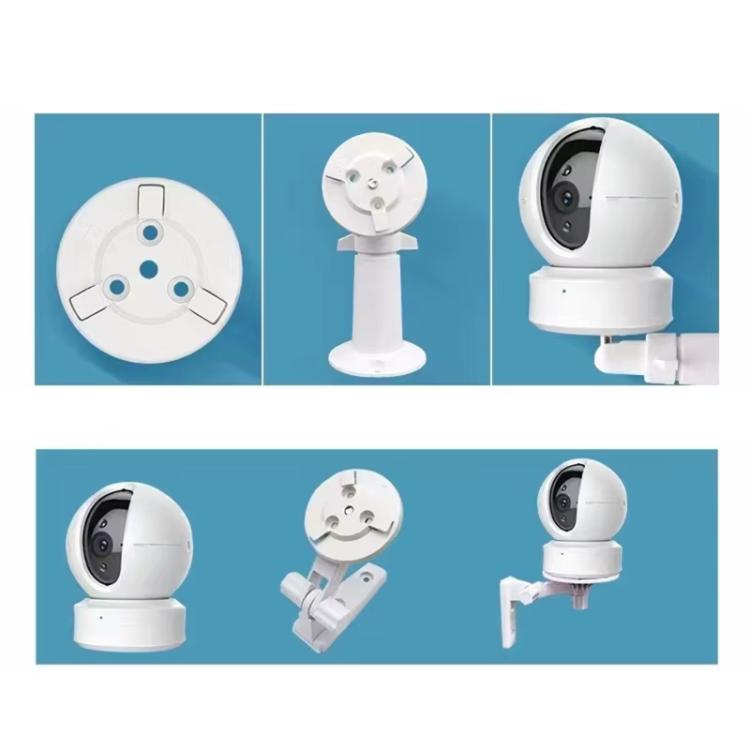 White camera base mount bracket set showing different installation angles