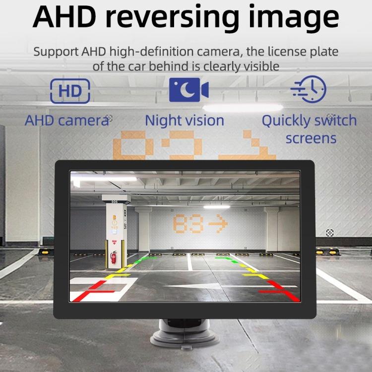 Reversing monitor showing parking guide lines on the screen with a camera view