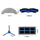 Side brush and mop pad dimensions with replacement parts, blue and gray