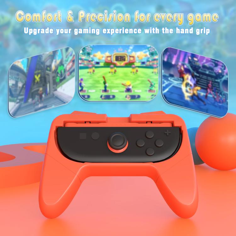 Orange controller grip bracket for Nintendo Switch 2, front view with button area
