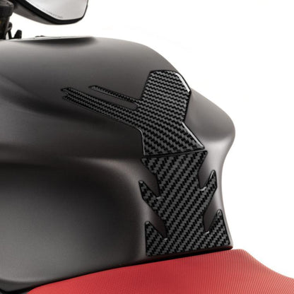 Aprilia RS 660 central area sticker set, black carbon-fiber pattern panels