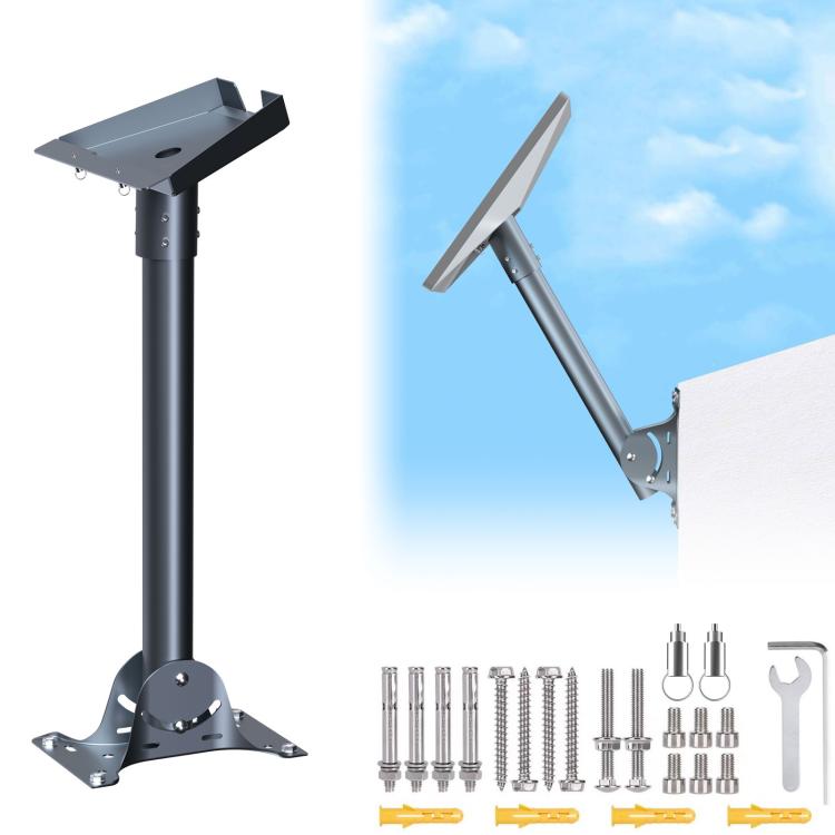 Straight pole satellite mount bracket with base plate and included hardware