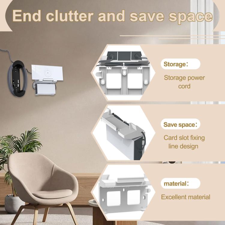 S6880 ABS wall-mount bracket with power cord storage slot to save space