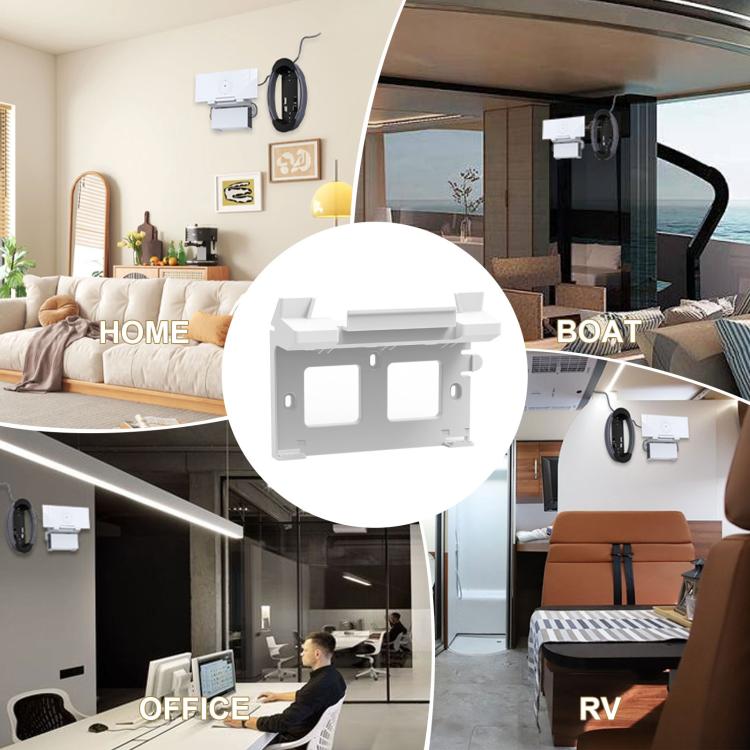 ABS wall-mount router power supply bracket with adapter mounting area and cable route