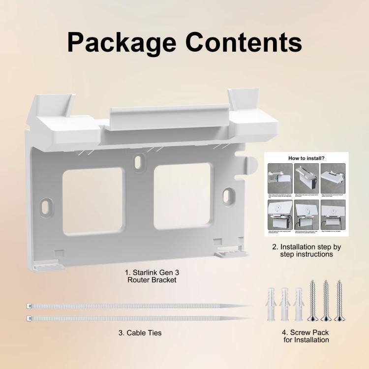 S6880 ABS wall-mount bracket kit with screws and cable ties