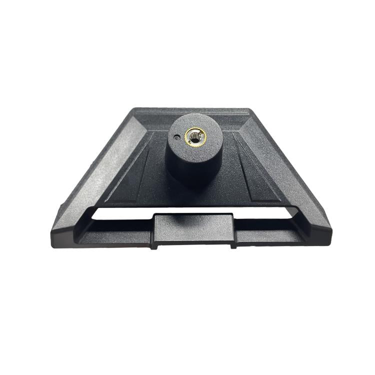 Black fixed equipment bracket base with circular mounting insert