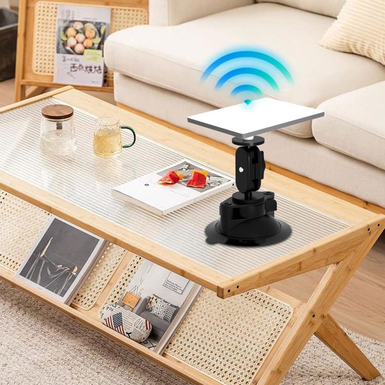 Black fixed equipment bracket base on tripod-style mount for device mounting