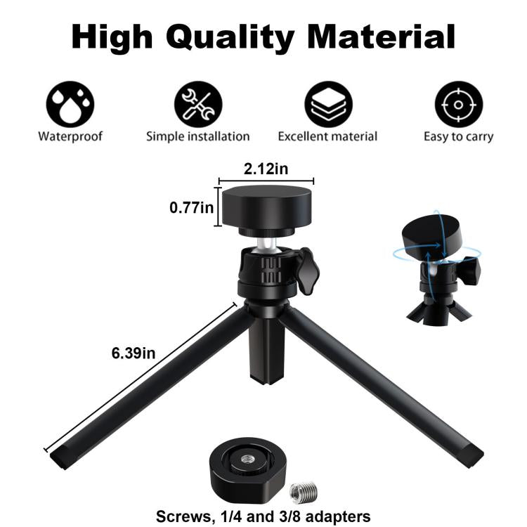 Black tripod gimbal adapter with compact round top and fold-out legs