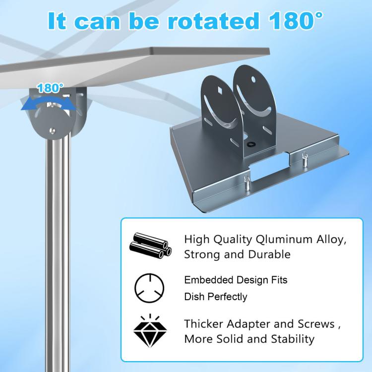 Outdoor ground mounting bracket with rotating top plate, pipe post, and base adapter disk