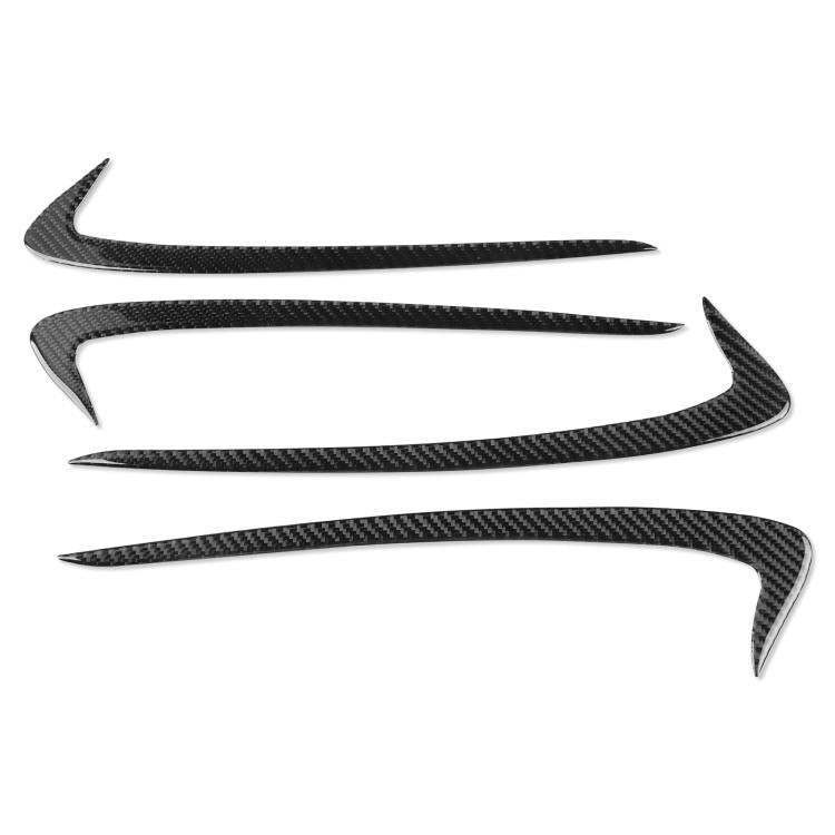 Set of 4 black carbon-fiber door panel stickers, curved edge strips