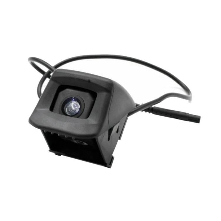 Car reversing camera with square dark housing and side cable lead