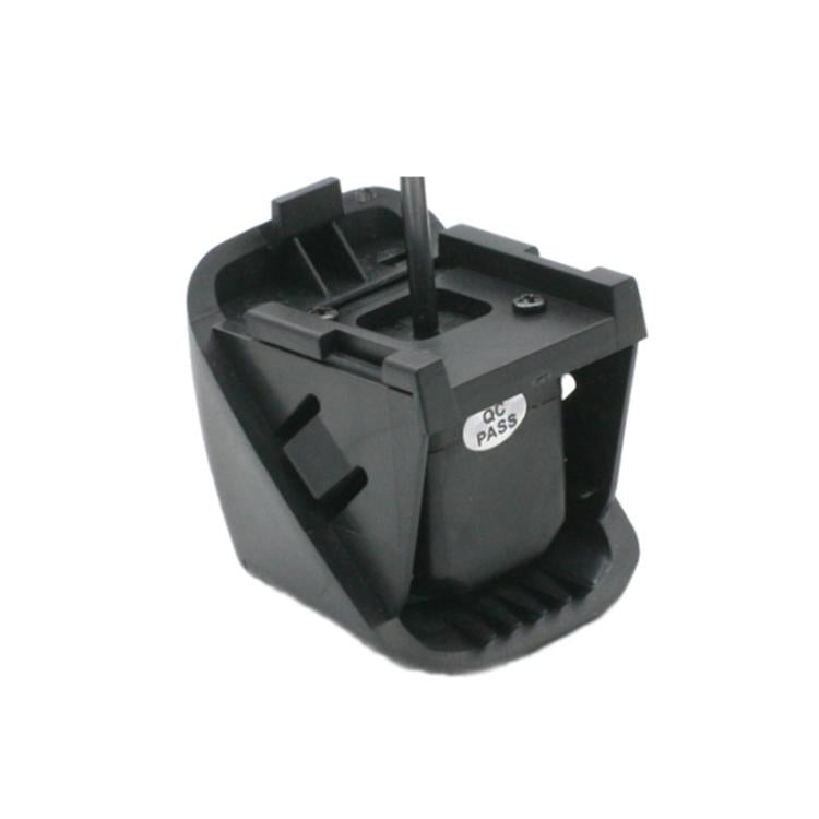 Car reversing camera mounting bracket with black housing and electrical contacts