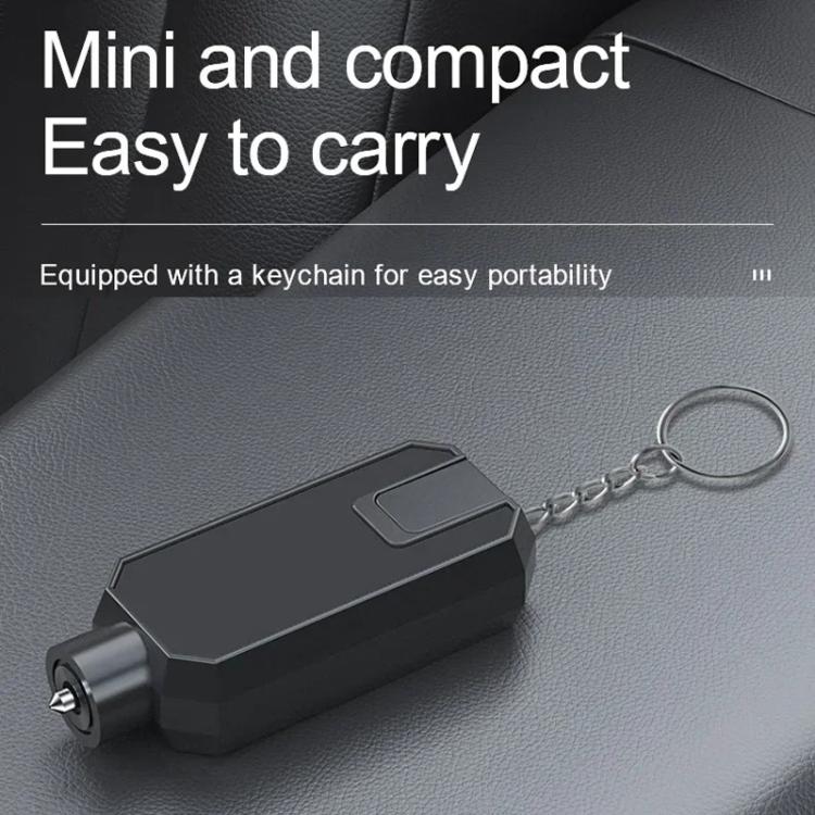 Black compact emergency window breaker tool with keychain for easy carry