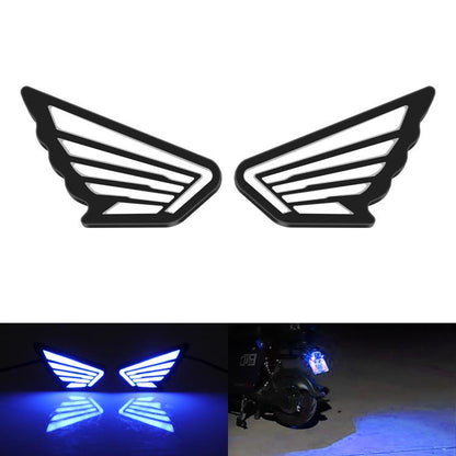 Pair of wing-shaped LED marker lights with blue glowing stripes