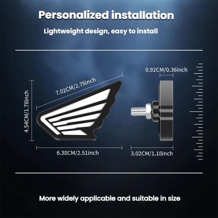 Wing-shaped LED light with mounting screw hardware and compact profile
